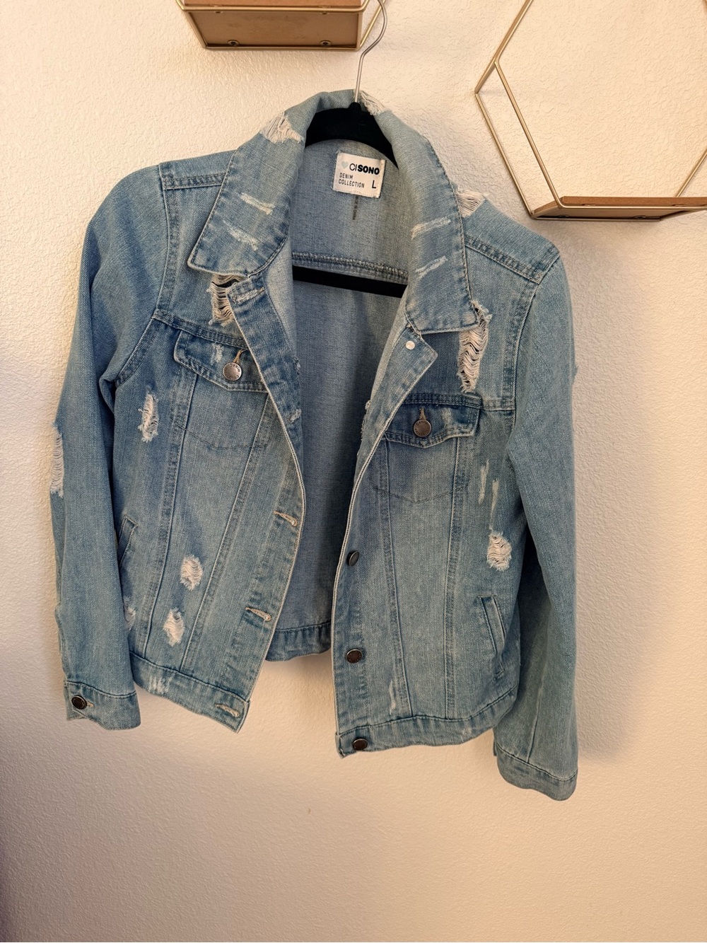Light Wash Distressed Denim Jacket